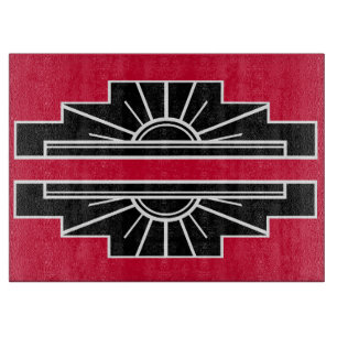Art Deco Muster in Rot, basierend auf klassischem  Schneidebrett