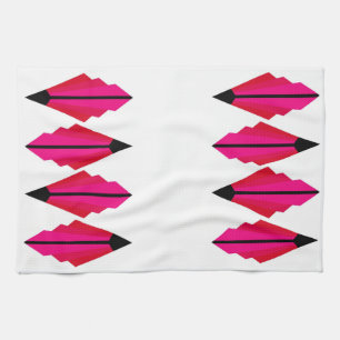 Art Deco Muster in Rot und Pink Handtuch