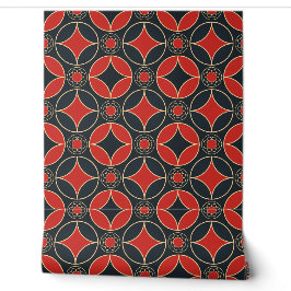 Art-Deco-Muster in Rot und Schwarz Tapete