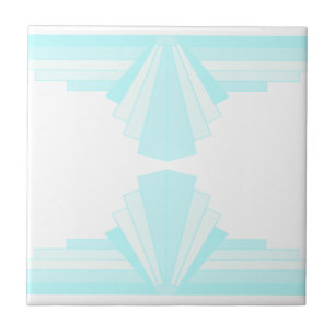 Art Deco Muster in Soft Aquamarin Fliese