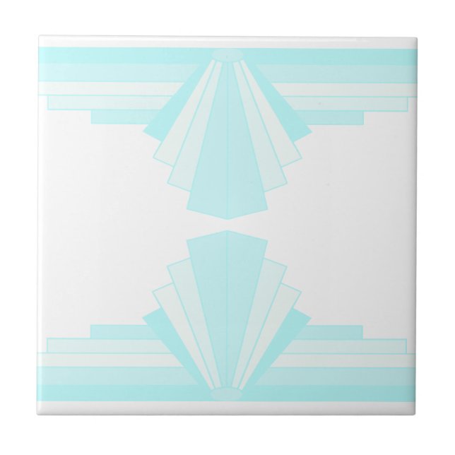 Art Deco Muster in Soft Aquamarin Fliese (Vorderseite)