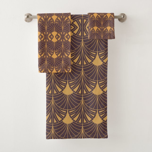 Art Deco-Muster mit fächerförmigen Motiven  Badhandtuch Set (Insitu)