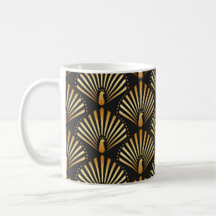 Art Deco Muster mit goldenem Pfau Kaffeetasse