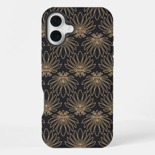 Art Deco-Muster mit goldenen Blumenmotiven iPhone 16 Plus Hülle