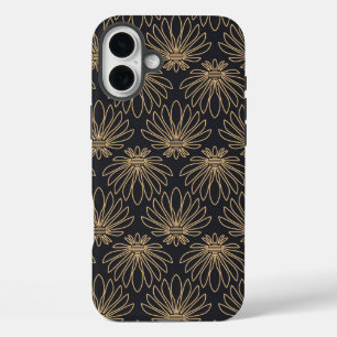 Art Deco-Muster mit goldenen Blumenmotiven iPhone 16 Plus Hülle