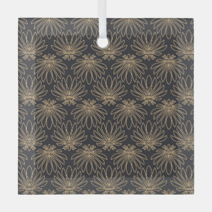 Art Deco-Muster mit goldenen Blumenmotiven Ornament Aus Glas