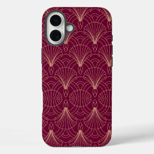 Art Deco-Muster mit goldenen geometrischen Fächerm iPhone 16 Plus Hülle