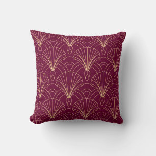 Art Deco-Muster mit goldenen geometrischen Fächerm Kissen