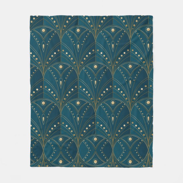 Art Deco-Muster mit goldenen geometrischen Formen Fleecedecke (Vorderseite)