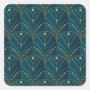 Art-Deco-Muster mit goldenen geometrischen Formen Quadratischer Aufkleber