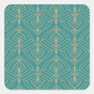 Art Deco-Muster mit goldenen geometrischen Formen  Quadratischer Aufkleber
