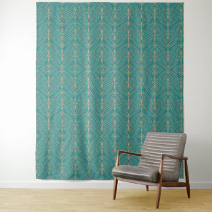 Art Deco-Muster mit goldenen geometrischen Formen Wandteppich