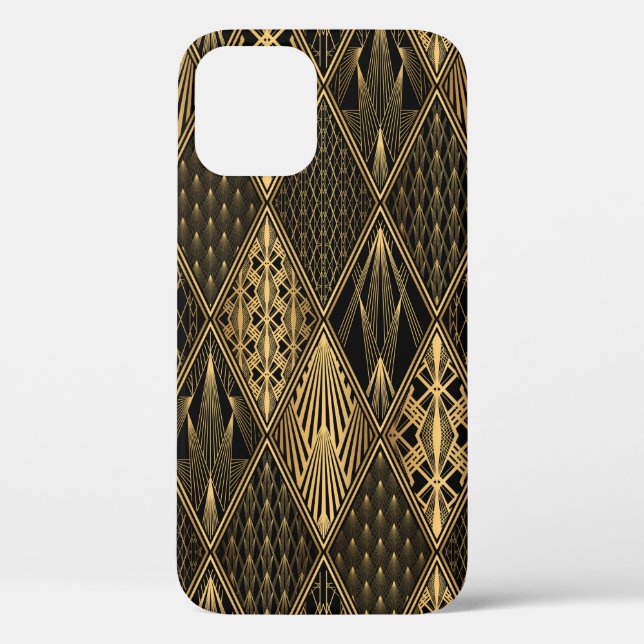 Art Deco Muster. Nahtlose schwarze und goldene Bac Case-Mate iPhone Hülle (Rückseite)