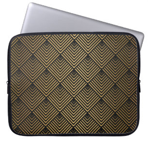 Art Deco Muster. Nahtlose schwarze und goldene Bac Laptopschutzhülle