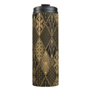 Art Deco Muster. Nahtlose schwarze und goldene Bac Thermosbecher