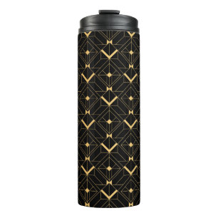 Art Deco Muster. Nahtlose schwarze und goldene Bac Thermosbecher