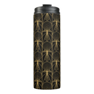 Art Deco Muster. Nahtlose schwarze und goldene Bac Thermosbecher