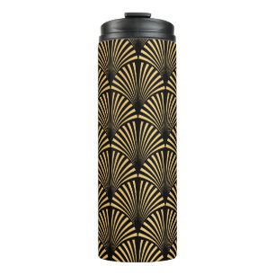Art Deco Muster. Nahtlose schwarze und goldene Bac Thermosbecher