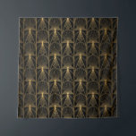 Art Deco Muster. Nahtlose schwarze und goldene Bac Wandteppich<br><div class="desc">Art Deco Muster. Nahtloser schwarzer und goldener Hintergrund. Metallische Muscheln oder Waagen verleihen einen Spitzenschmuck. Minimalistisches geometrisches Design. Vintage Linien. Motive aus den 1920-30er Jahren. Luxus-Vintage Illustration</div>