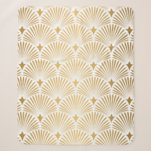 Art Deco Muster. Nahtloser weißer und goldener Hin Sherpadecke