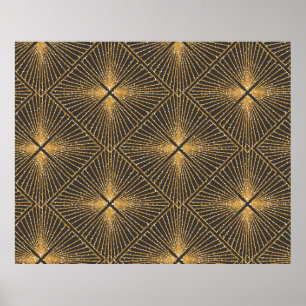 Art Deco Nahtlose geometrische Muster. Elegant Wal Poster
