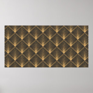 Art Deco Nahtlose geometrische Muster. Elegant Wal Poster