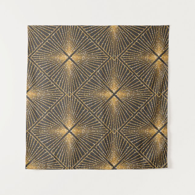 Art Deco Nahtlose geometrische Muster. Elegant Wal Wandteppich (Vorderseite)