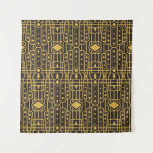 Art Deco nahtloses Luxus-Geometrie-Muster. Golden Wandteppich