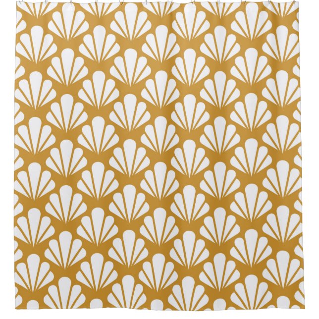 Art Deco Nahtloses Muster. Geometrische Blumendeko Duschvorhang (Vorderseite)