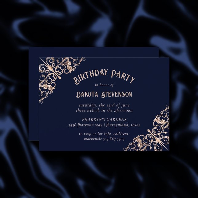 Art Deco Navy Blue und Blush | Geometrisch Einladung (Von Creator hochgeladen)