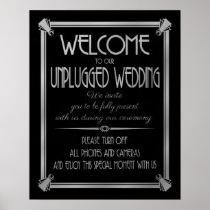 Art Deco nicht gestopft Hochzeit GATSBY Print Silb Poster