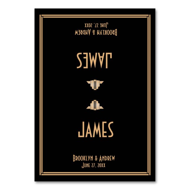 Art Déco Noir Grand Gatsby Mariage Cartes de Place (Par défaut)