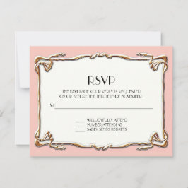 Art Deco Nouveau Gatsby Gold Feierliche Hochzeit RSVP Karte