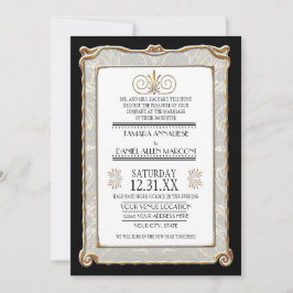 Art Deco Nouveau Gatsby Style Gold an Spitzen Look Einladung