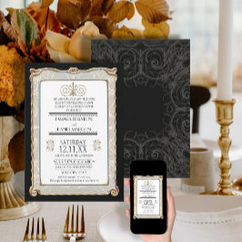 Art Deco Nouveau Gatsby Style Gold an Spitzen Look Einladung
