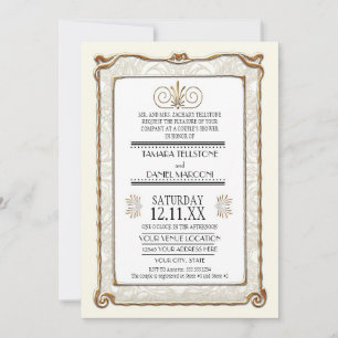 Art Deco Nouveau Gatsby Style Gold an Spitzen Look Einladung
