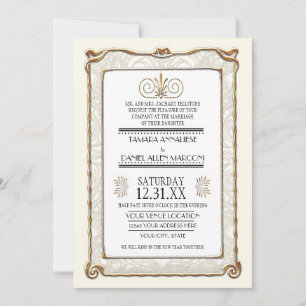 Art Deco Nouveau Gatsby Style Gold an Spitzen Look Einladung