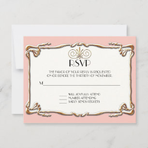 Art Deco Nouveau Gatsby Style Gold an Spitzen Look RSVP Karte