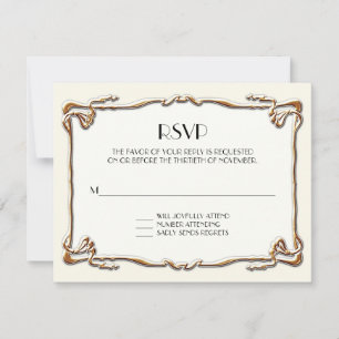 Art Deco Nouveau Gatsby Style Gold an Spitzen Look RSVP Karte