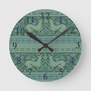 Art Deco Nouveau Hund Natur Botanisch Antik Runde Wanduhr