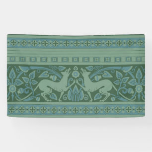 Art Deco Nouveau Hund Natur Tier Muster Banner