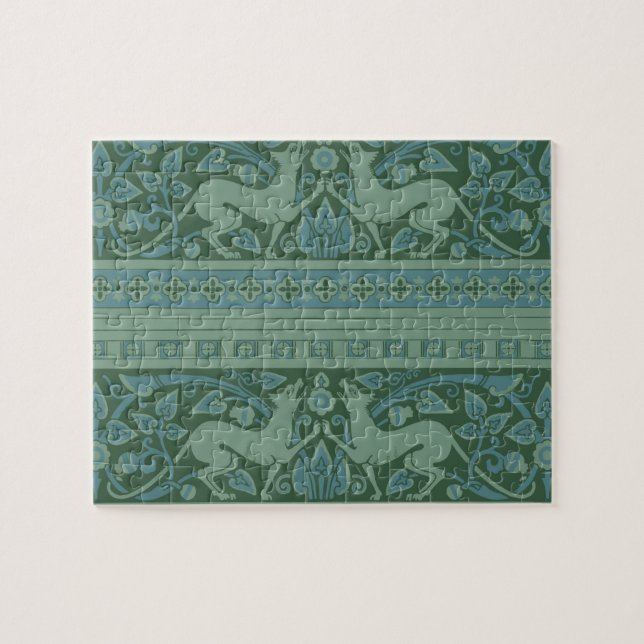 Art Deco Nouveau Hund Natur Tiermuster (Horizontal)