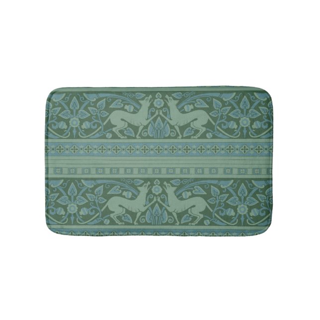 Art Deco Nouveau Hund Natur Tiermuster Badematte (Vorderseite)