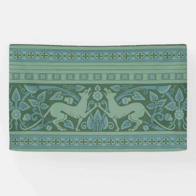 Art Deco Nouveau Hund Natur Tiermuster Banner (Horizontal)