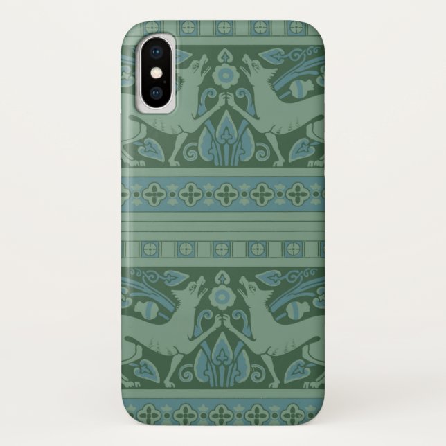 Art Deco Nouveau Hund Natur Tiermuster Case-Mate iPhone Hülle (Rückseite)