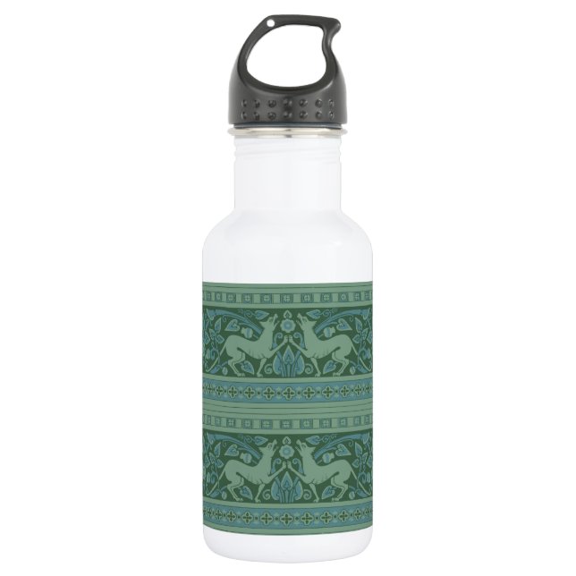 Art Deco Nouveau Hund Natur Tiermuster Edelstahlflasche (Vorderseite)