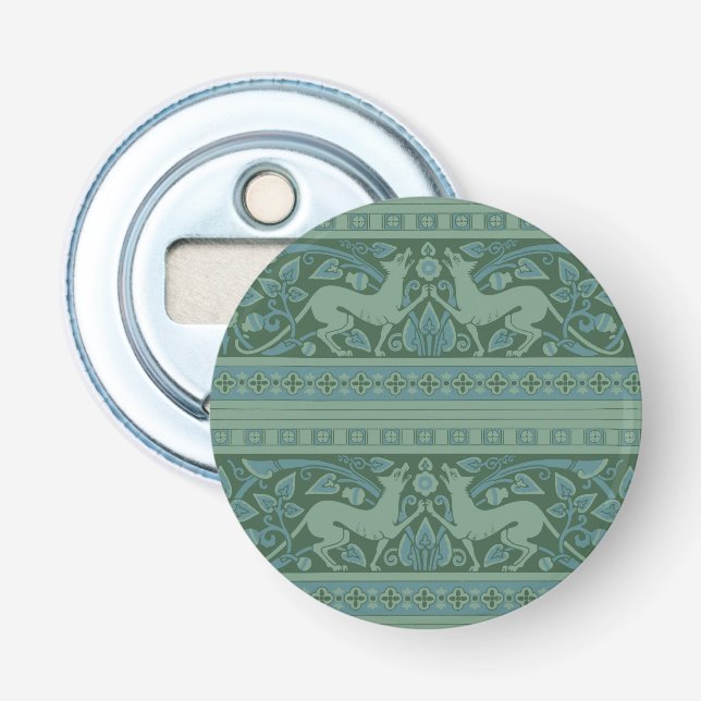 Art Deco Nouveau Hund Natur Tiermuster Flaschenöffner (Vorderseite)