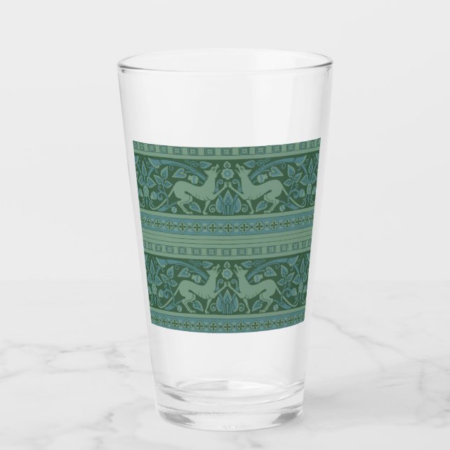 Art Deco Nouveau Hund Natur Tiermuster Glas (Vorderseite)