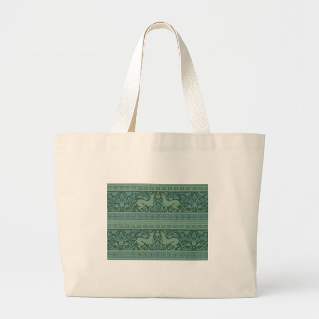 Art Deco Nouveau Hund Natur Tiermuster Jumbo Stoffbeutel (Vorne)