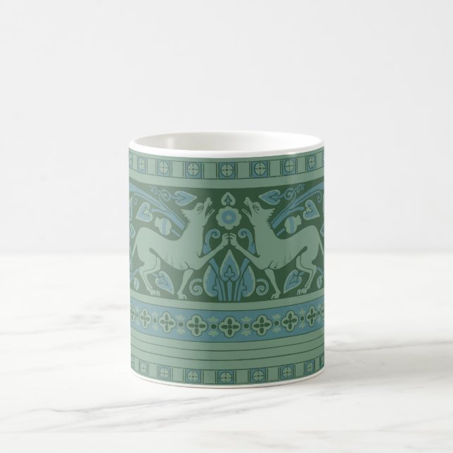 Art Deco Nouveau Hund Natur Tiermuster Kaffeetasse (Mittel)